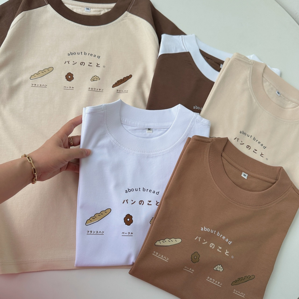 Áo thun CROPTOP baby tee BREAD bánh mì tay raglan vải thun cotton 100% co dãn tốt SHOP MAYLAN