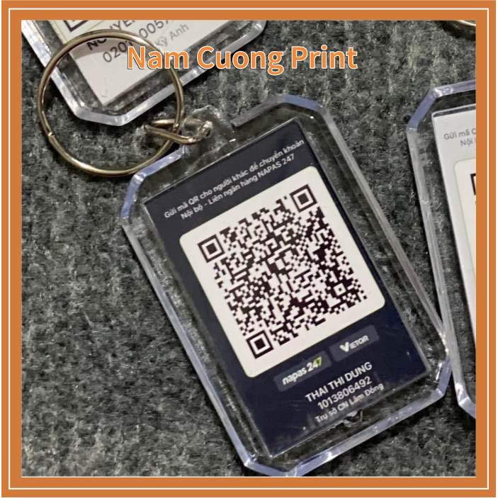 Móc khóa mã QR ngân hàng in theo yêu cầu