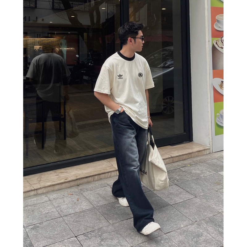 Áo thun RINGER ADIDAS cao cấp dễ phối đồ, áo phông nam nữ phối cổ trắng 100% cotton