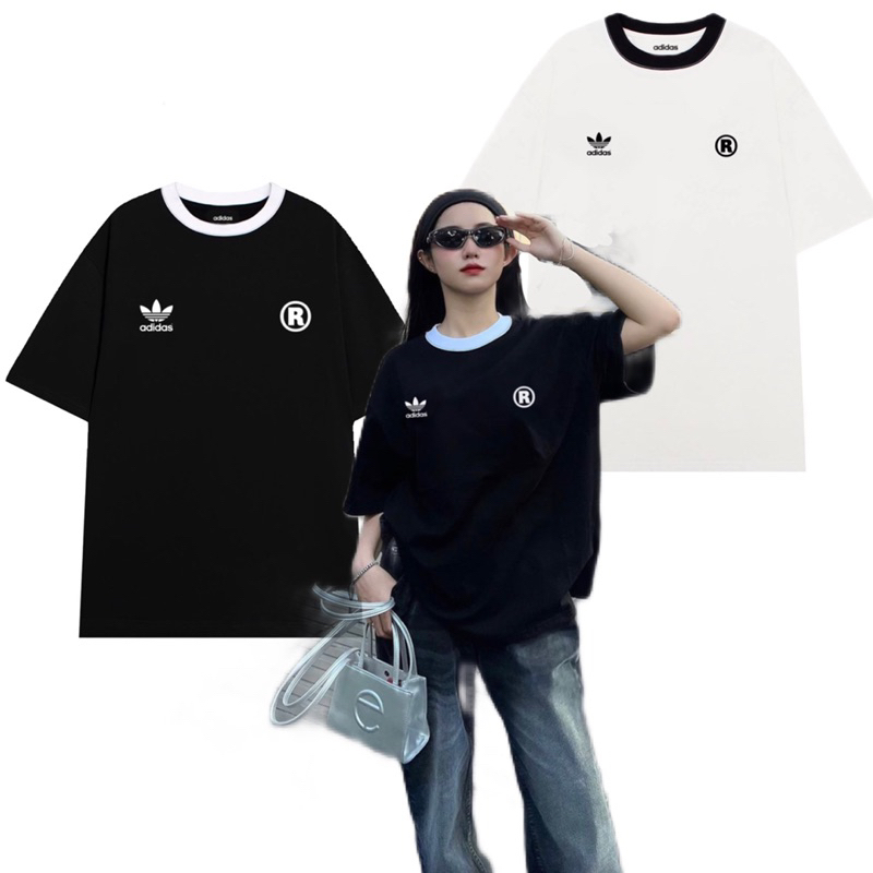 Áo thun RINGER ADIDAS cao cấp dễ phối đồ, áo phông nam nữ phối cổ trắng 100% cotton