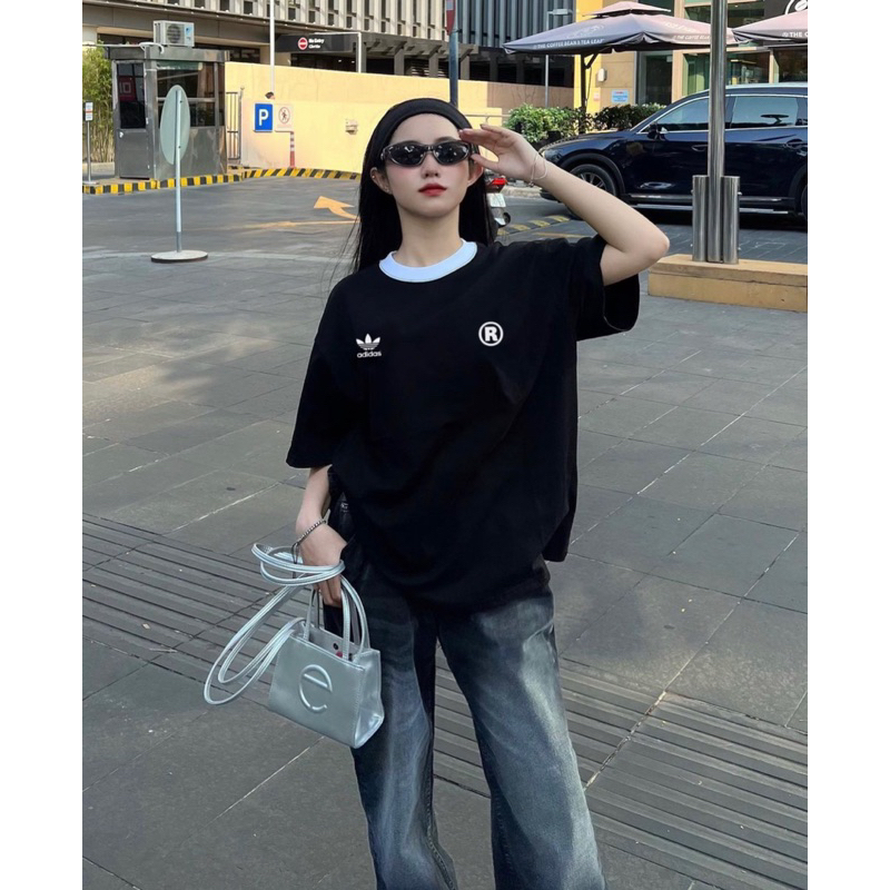 Áo thun RINGER ADIDAS cao cấp dễ phối đồ, áo phông nam nữ phối cổ trắng 100% cotton