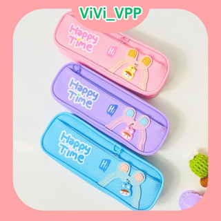 Túi đựng bút học sinh - Bóp vải đựng bút 2 ngăn cute cho bé gái