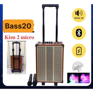 Loa kéo di động  2 và  3 tất jbl bass30  tấc 2 míc không dậy  uhf  200W cao 58cm có viveo tặng  usb led  theo nhạc 60k
