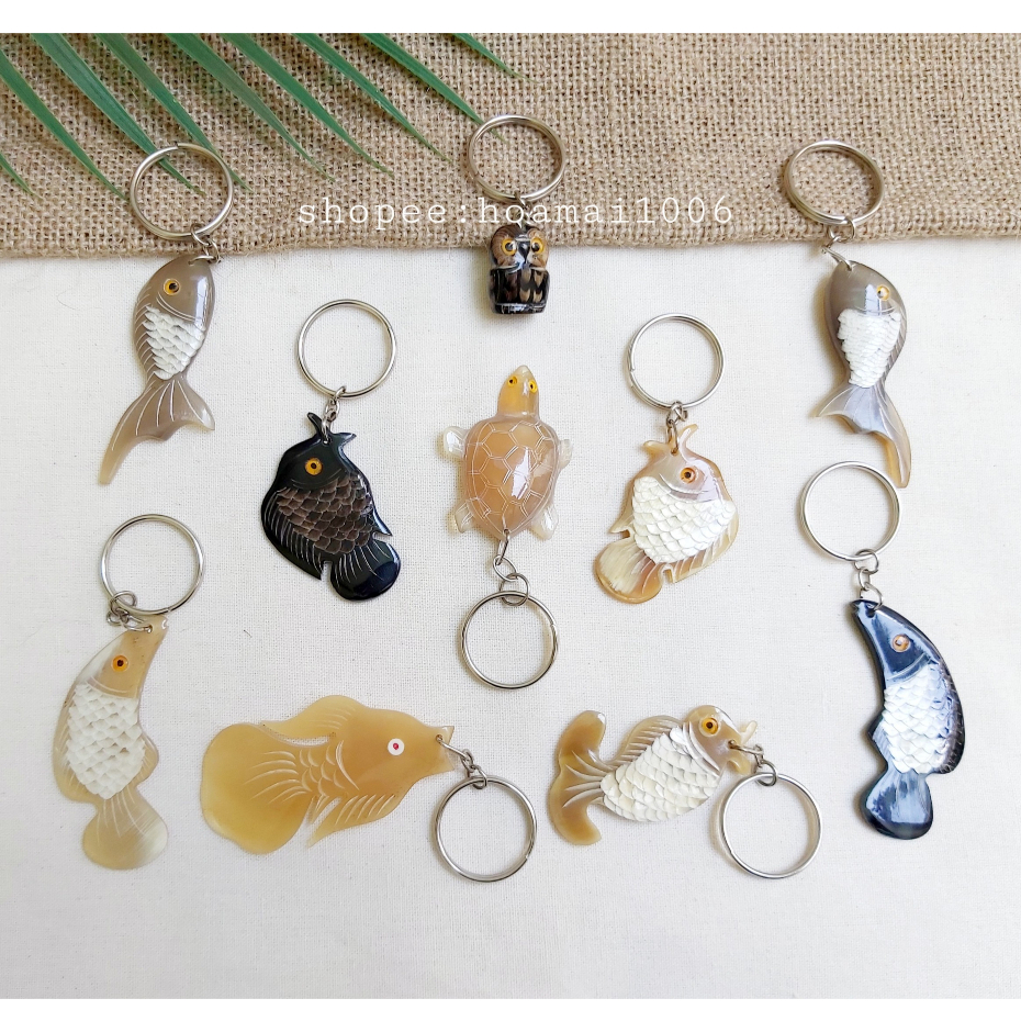 Móc khóa treo xe bằng sừng hình con vật dễ thương, làm quà tặng