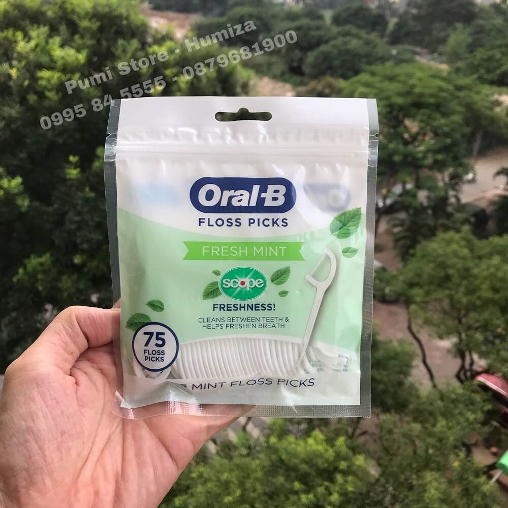 Tăm chỉ nha khoa Oral-B Charcoal Mint gói 75 cái