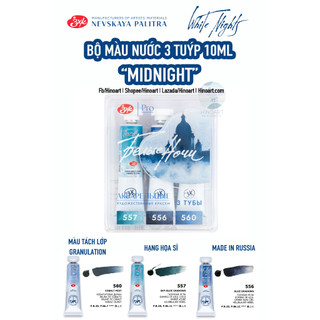 Bộ 3 tuýp màu nước tách lớp white nights 10ml - midnight/ depth/ forest/ space/ violet