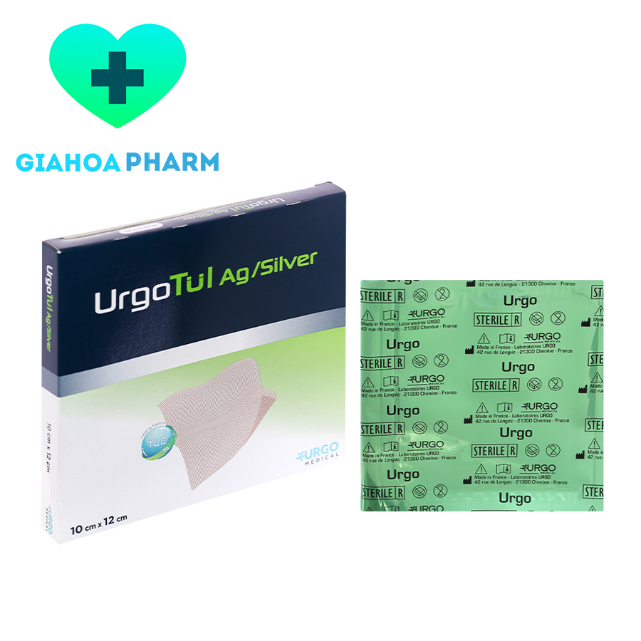 Gạc lưới y tế Urgotul Ag / Silver (URGO) kháng khuẩn, mau lành, thay băng không đau, không dính vết thương, ngăn sẹo