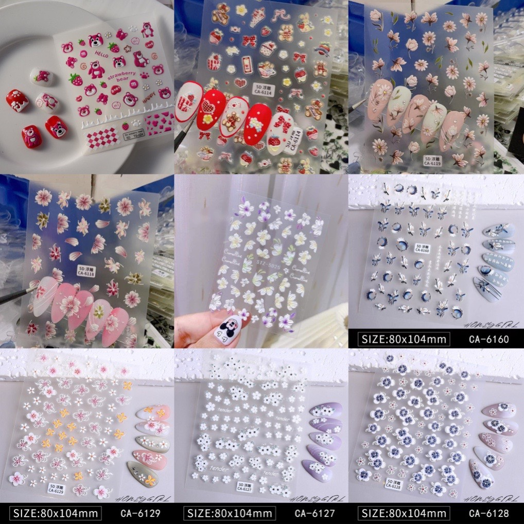 Sticker 5D Lụa 10 Mẫu Khác Nhau - Khách Bấm Vào Hình Để Chọn