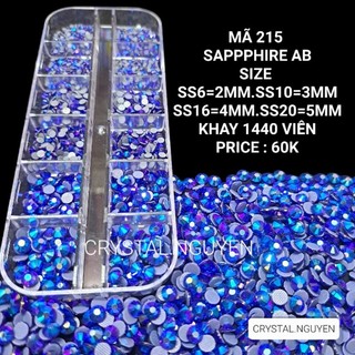 Mã 215 sapphire ab- đá nail khay - đá túi mix size- đá lẻ size