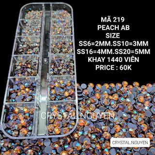 Mã 219 peach ab- đá nail khay 1440v- đá túi mix size-đá lẻ size