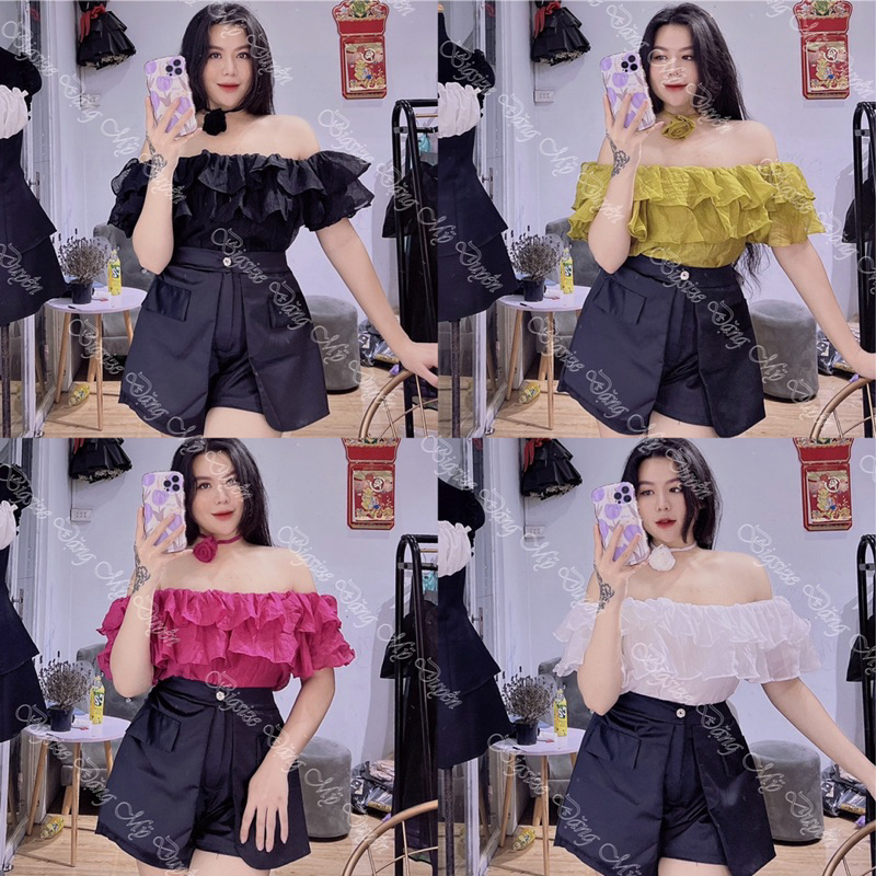 SET SHORT ÁO ĐŨI LỤA RỚT VAI SIÊU HOT [BIGSIZE 55-90KG] ẢNH CHỤP THẬT
