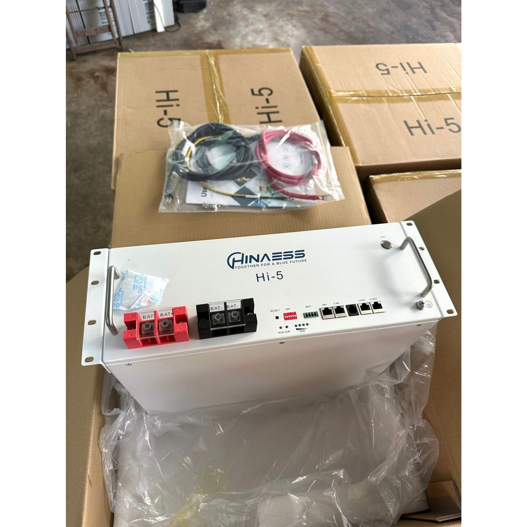 Pin Lithium Hinaess 51.2V-100Ah có giao tiếp bảo hành 10 năm với inverter luxpower