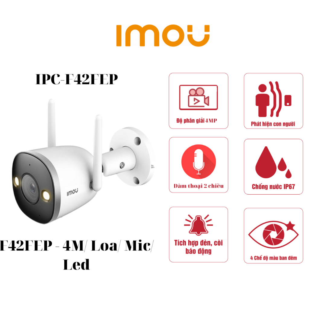 Camera ngoài trời IMOU | ITVPlus | đàm thoại 2 chiều | chống nước IP67 | quan sát ngày và đêm 24/24 | S21 | S41| F26FEP