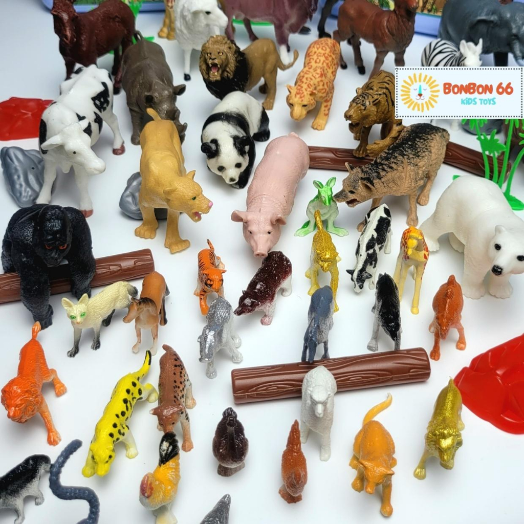Bộ Đồ Chơi Con Vật 58 Chi Tiết Mô Hình Động Vật Bằng Nhựa An Toàn Cho Bé BonBon66.shop