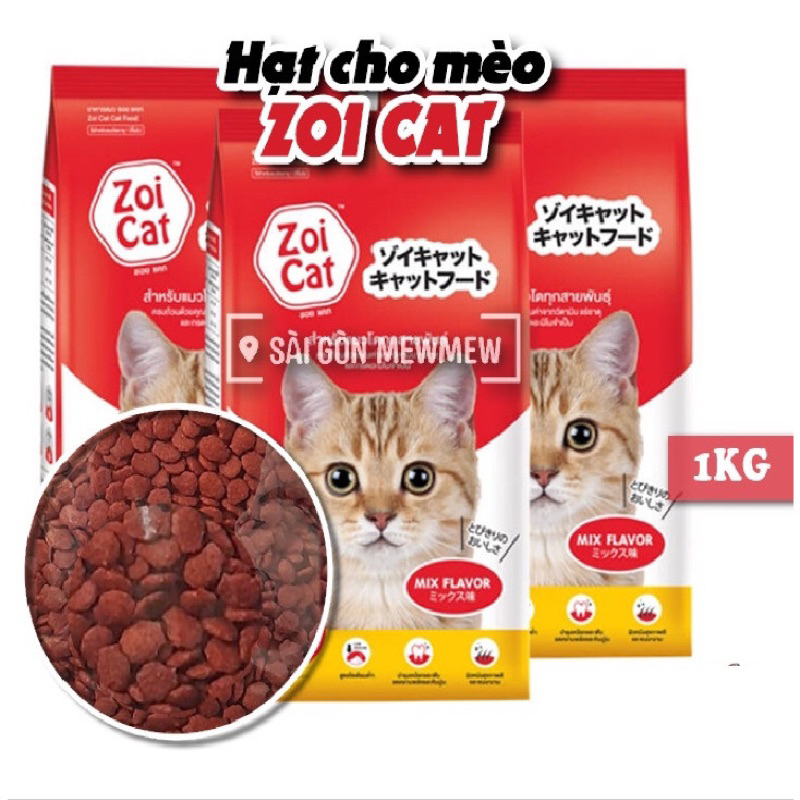 Thức ăn cho mèo trưởng thành hạt Zoi Cat | Gói 1kg hương vị hỗn hợp | Tpet shop