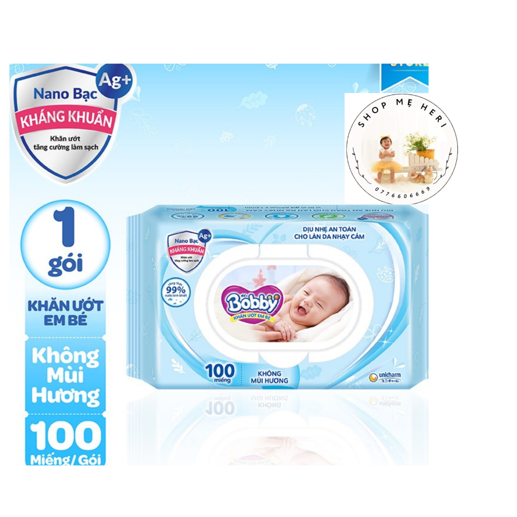 Khăn ướt bobby 100 tờ
