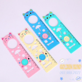 Thước kẻ cứng hình mèo lỗ tròn tw.8138