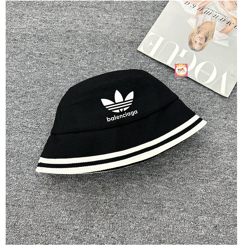 Mũ bucket Balenciagaa x Adidas cao cấp hai màu đen trắng phong cách đơn giản năng động