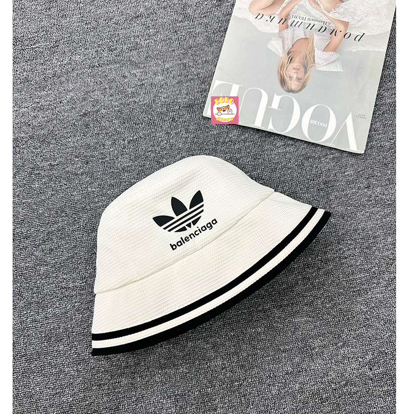 Mũ bucket Balenciagaa x Adidas cao cấp hai màu đen trắng phong cách đơn giản năng động