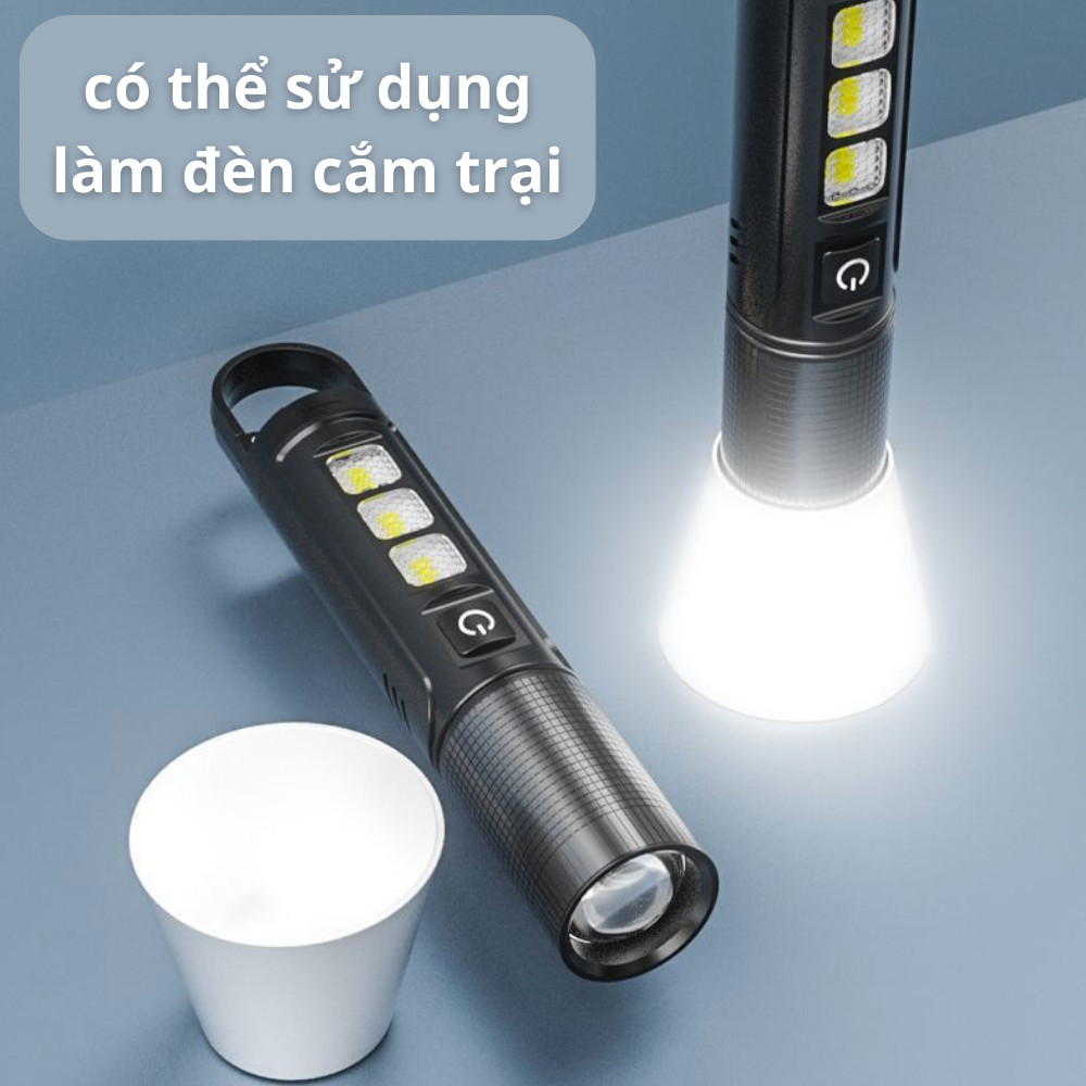 Đèn pin mini siêu sáng cầm tay có zoom chiếu sáng xa trăm mét - Đèn bin sạc điện bóng led thiết kế nhỏ ,gọn mang theo dà | BigBuy360 - bigbuy360.vn