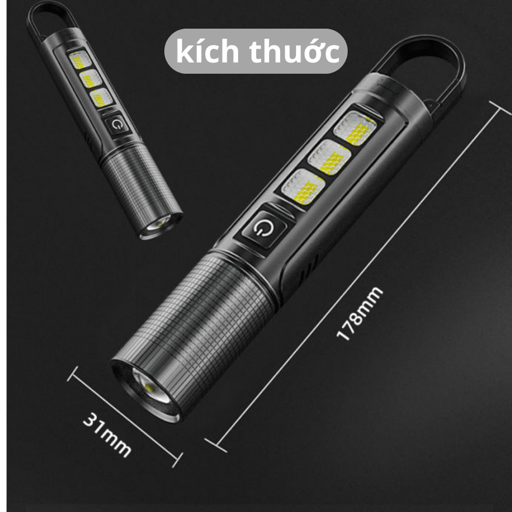 Đèn pin mini siêu sáng cầm tay có zoom chiếu sáng xa trăm mét - Đèn bin sạc điện bóng led thiết kế nhỏ ,gọn mang theo dà | BigBuy360 - bigbuy360.vn