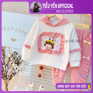 Bộ nỉ bé gái, set nỉ trắng cô gái quần nơ xinh xắn cho bé từ 9-21kg s080 | tiểu yến kid