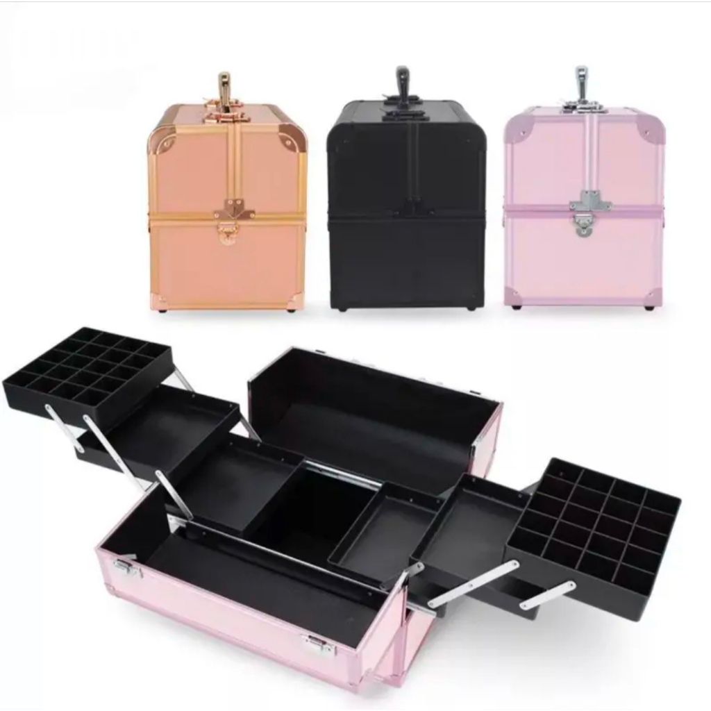 Cốp 3 Tầng Đựng Đồ Nail,Mi, Phun Xăm, Trang Điểm,Cốp Nhôm 2 Khuy Size 37x29x23 Hộp Đựng Đồ Nghề Make Up,Tủ Nhôm Loại Lớn