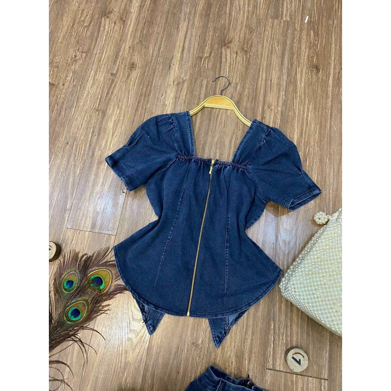 Set váy jean khoá kéo