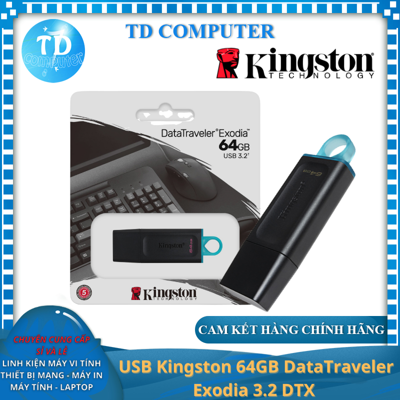 USB 64GB Kingston DataTraveler Exodia DTX/64GB (USB 3.2 Gen 1) - Hàng chính hãng