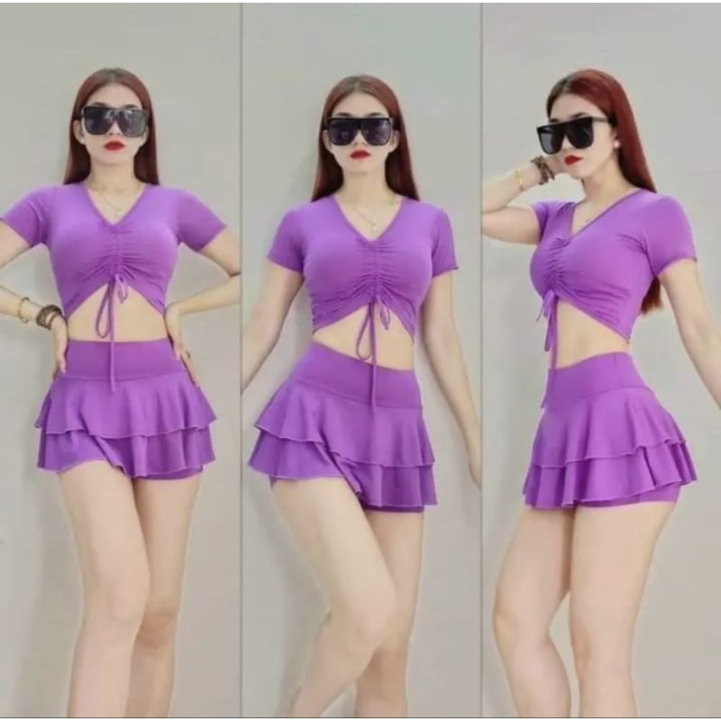 Chân váy 2 tầng mặc đi tập gym, yoga, aerobics xinh nhiều màu