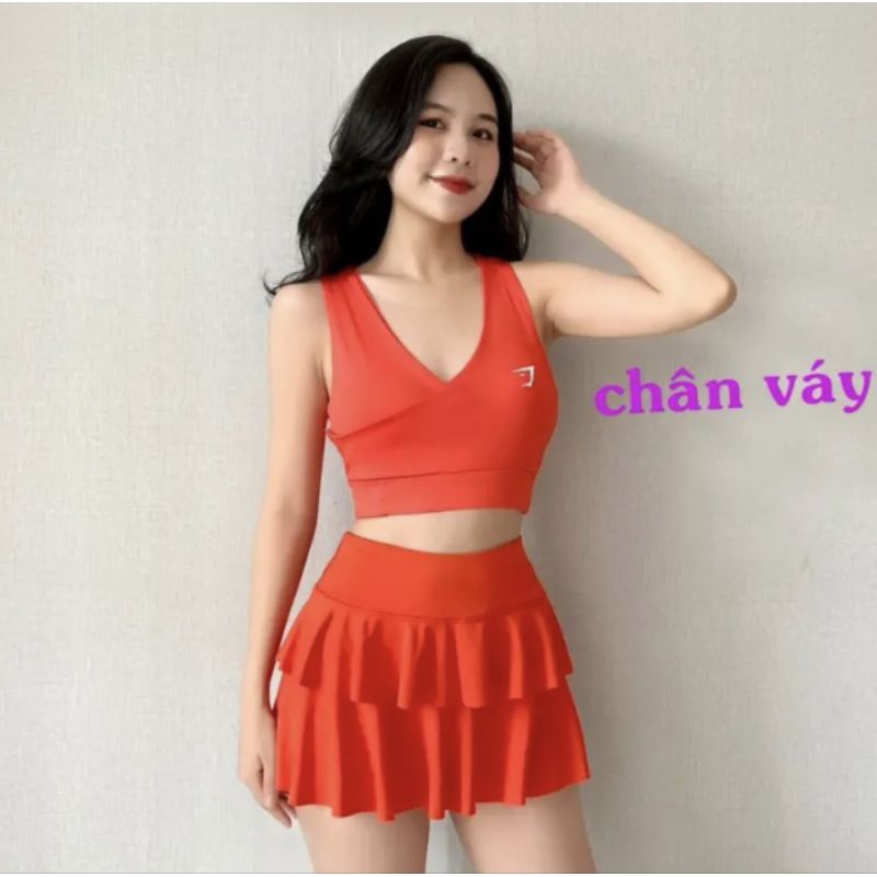 Chân váy 2 tầng mặc đi tập gym, yoga, aerobics xinh nhiều màu