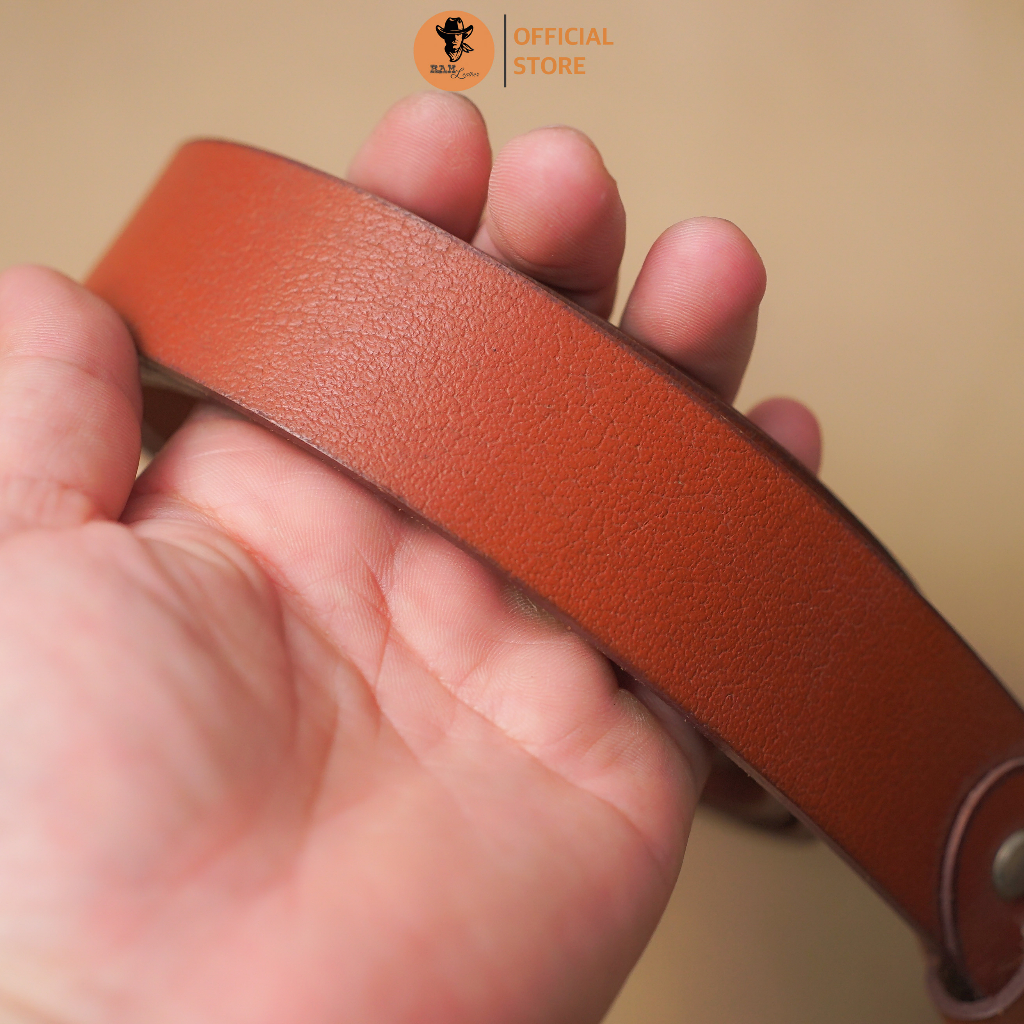 Thắt lưng nam da bò màu nâu đỏ - RAM Leather