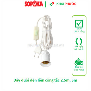 Dây đuôi đèn liền phích công tắc sopoka 2.5m 5m đs6 đs7 khải phước electric