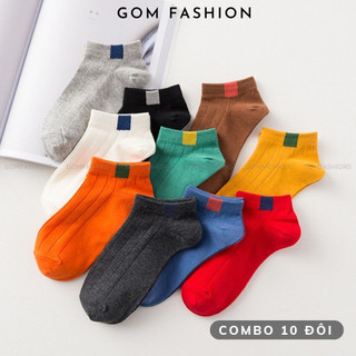Set 10 đôi tất nữ cổ thấp GOMTAT nhiều màu dễ thương, chất liệu cotton mềm mại, thấm hút mồ hôi - CB017