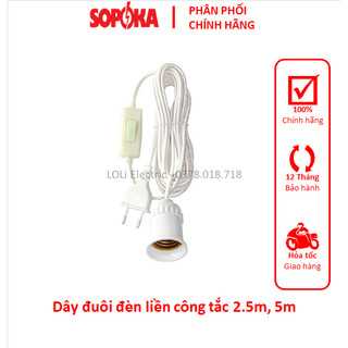 Dây đuôi đèn liền phích công tắc sopoka 2.5m 5m đs6 đs7 loli electric