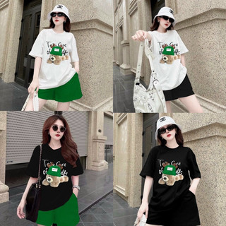 Bộ short gấu cotton q châu thêu cao cấp