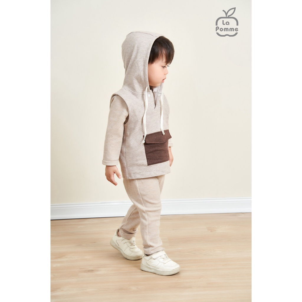 6-9M Áo Gile có mũ cho bé trai, bé gái LA POMME Cool Pocket 44002