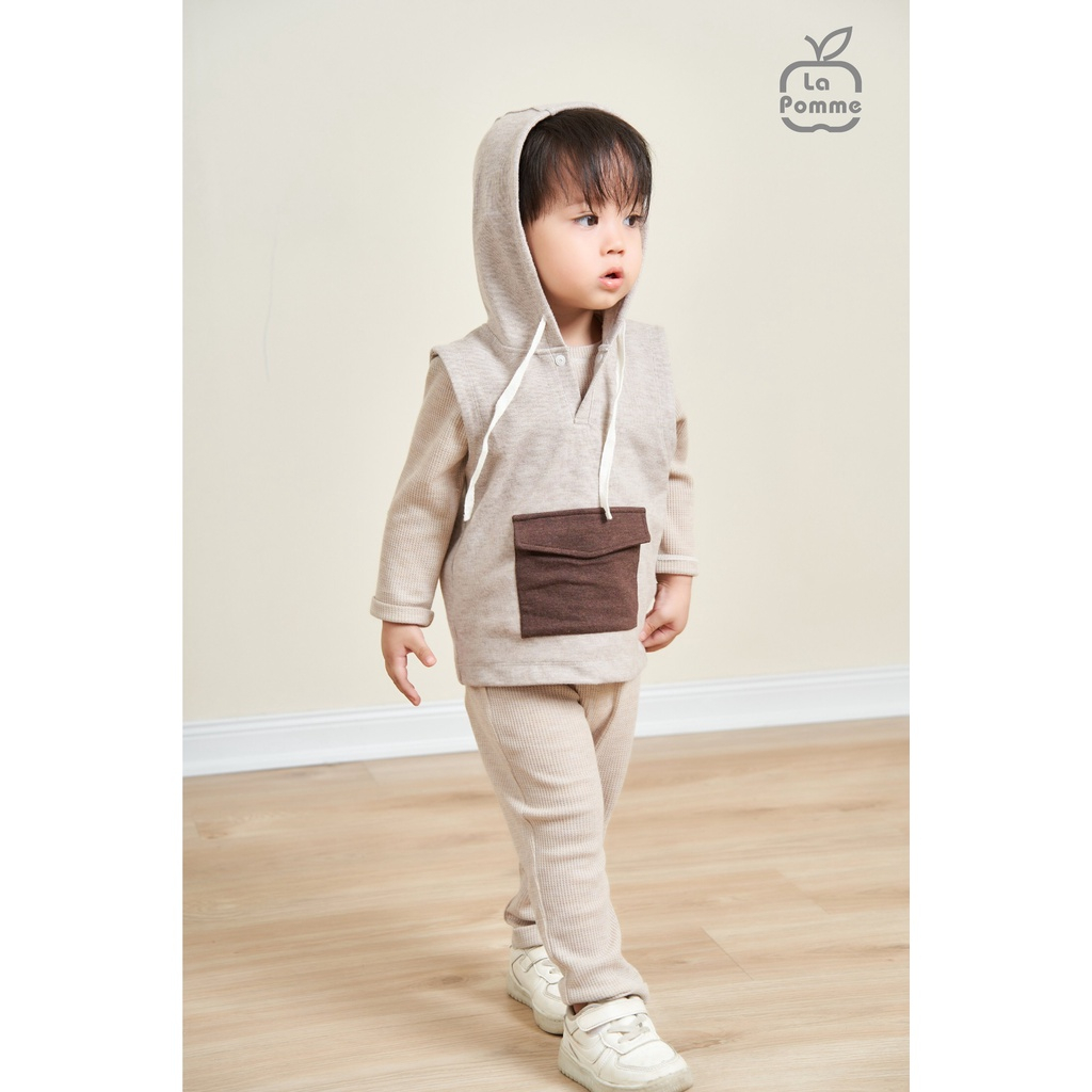 6-9M Áo Gile có mũ cho bé trai, bé gái LA POMME Cool Pocket 44002