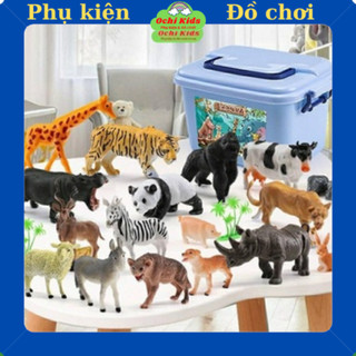 Mô hình động vật 58 chi tiết, hộp đồ chơi hình thú cho bé, đồ chơi thú Ochi Kids