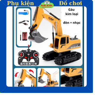 Máy xúc điều khiển từ xa loại đẹp, đồ chơi máy xúc gạt, cần cẩu điều khiển cho bé trai