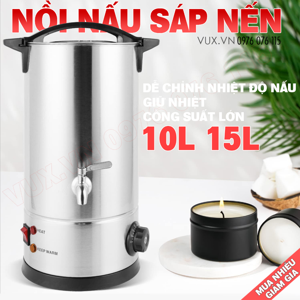 Nồi Nấu Sáp Nến Siêu Tốc Công Suất Cao 2500W - Bình Đun Nước Giữ Nhiệt, Ủ Trà Sữa 3 Lớp Nóng Lạnh Pha Trà, Cafe