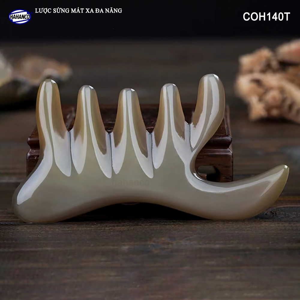 Lược sừng 5 răng đa năng (Size:M-11cm) Mát xa làm đẹp, giúp lưu thông máu (COH140)