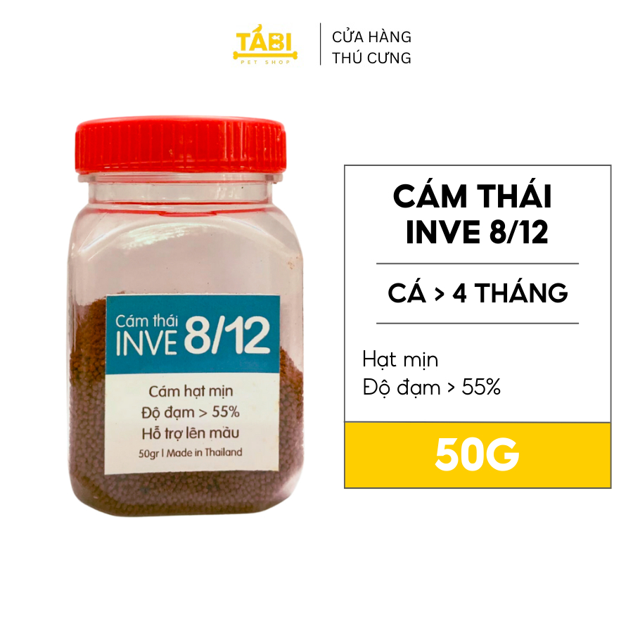 Thức Ăn Cá Cám Thái INVE 8/12 (0.8-1mm) Cho Cá Beta, Guppy, Vàng,… 50g [INVE]