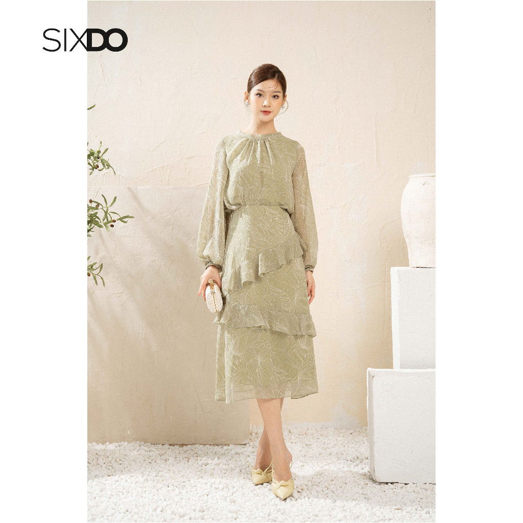 Chân váy voan phối bèo thời trang SIXDO (Floral Midi Voile Skirt)