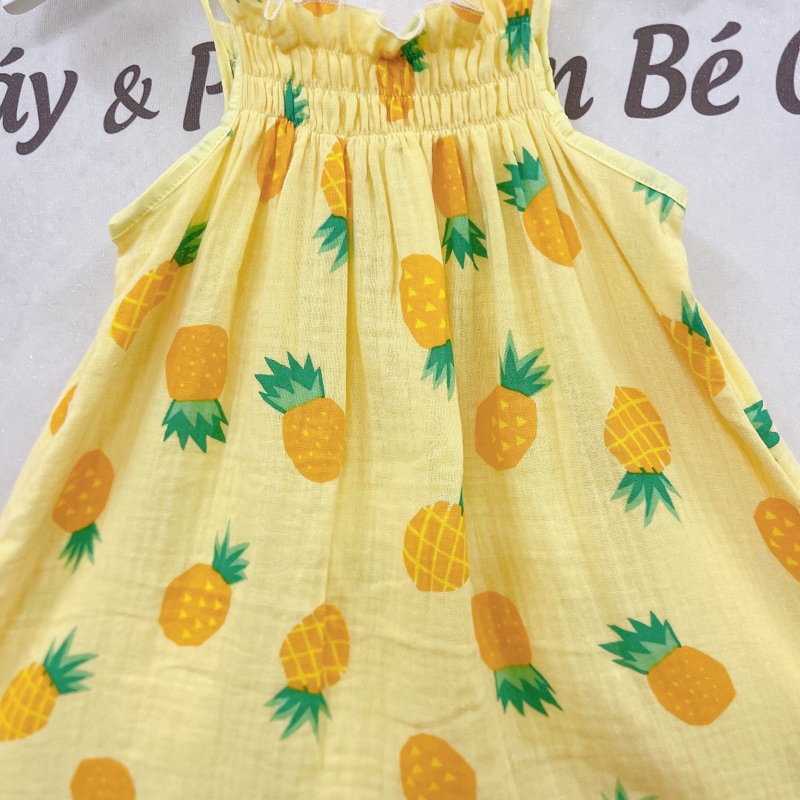 Váy bé gái 2 dây xô muslin size to mềm mịn, thoáng mát, thấm hút mồ hôi