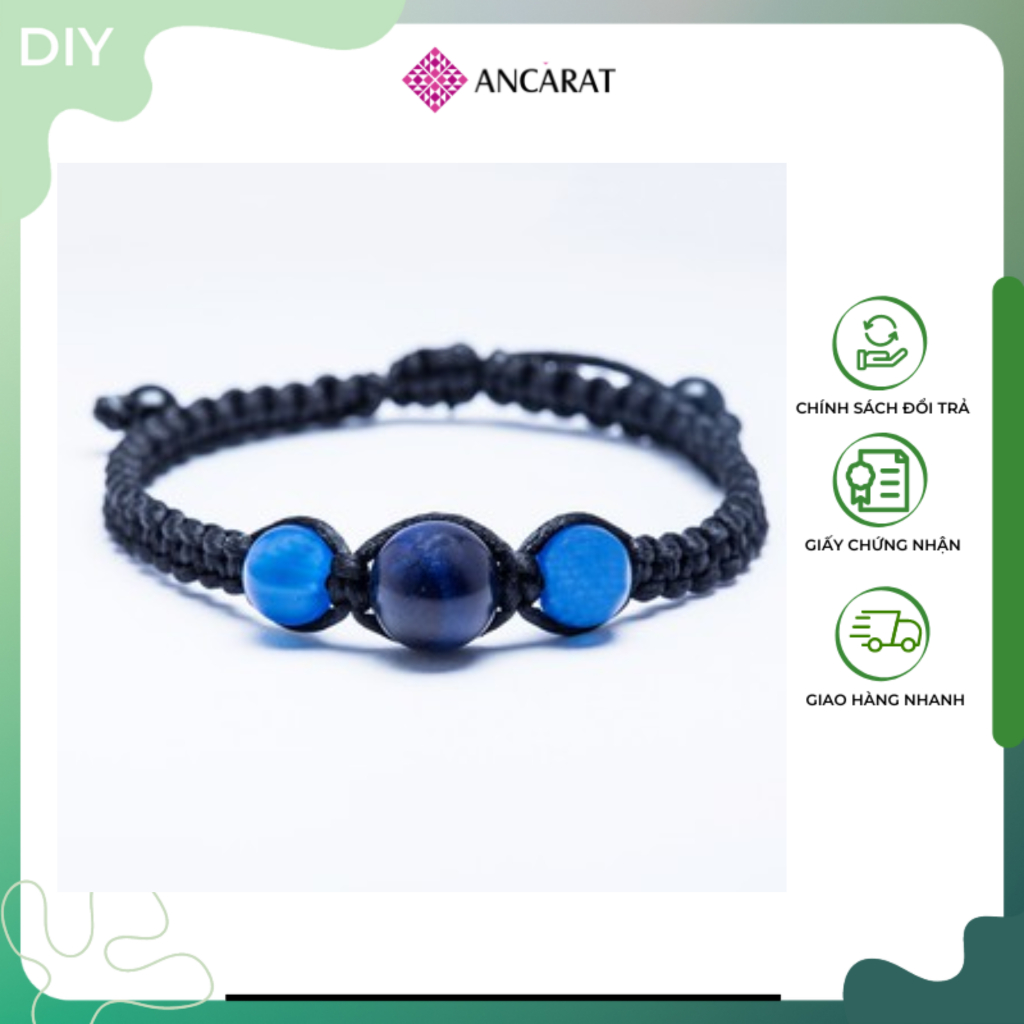 ANCARAT - New Vòng tay Handmade 3 hạt đá ngũ hành phong thuỷ - Đủ Mệnh - VT13