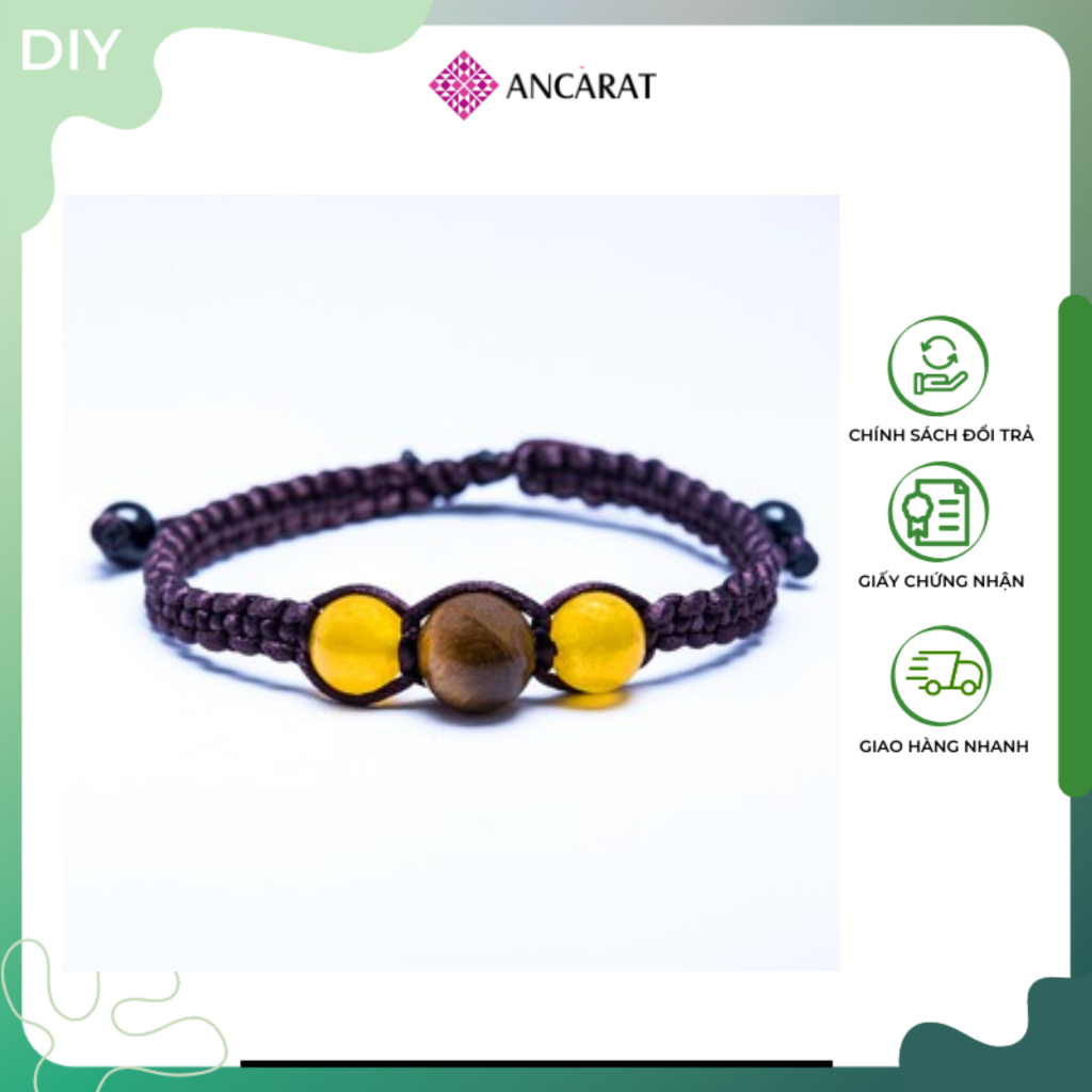 ANCARAT - New Vòng tay Handmade 3 hạt đá ngũ hành phong thuỷ - Đủ Mệnh - VT13