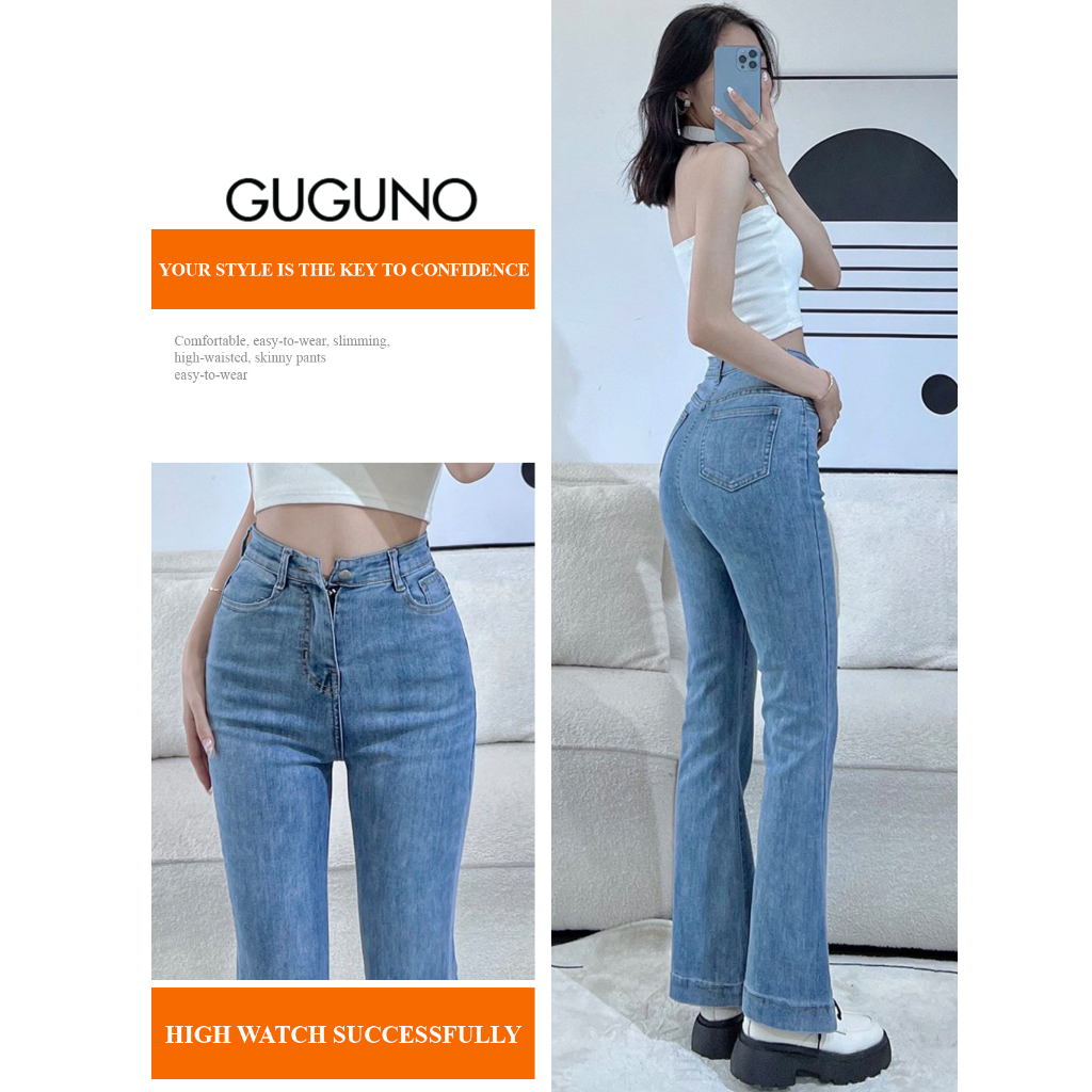 Quần jeans nữ ôm ống loe GUGUNO