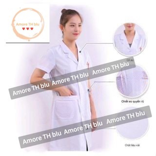 ÁO Blouse , Áo choàng bác sĩ ngắn tay - dáng dài gần tới gối vải Thô COTTON dày dặn cao cấp.