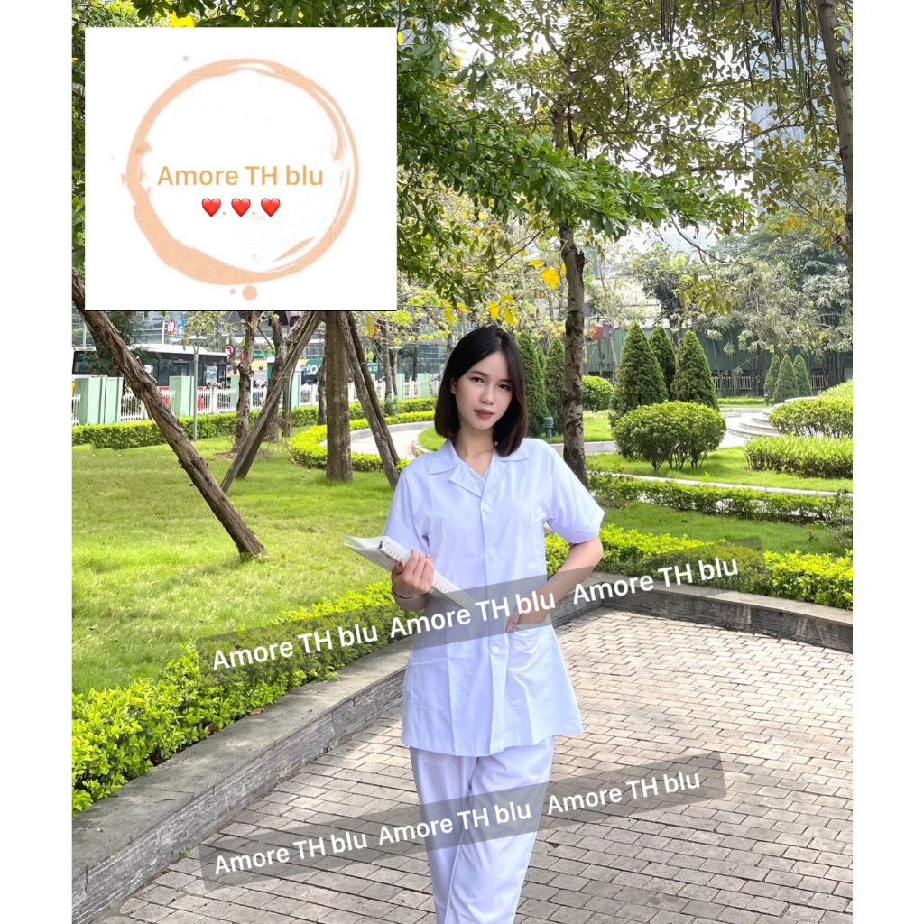 Áo Blue, Blouse trắng Dáng Ngắn Ngang Đùi - Nam Nữ Dài Tay, Cộc Tay Vải cotton Dành Cho Y Tá, Dược Sĩ, Điều Dưỡng